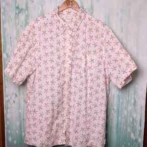 Rowm Starfish Print Button Down Short Sleeve 2XT